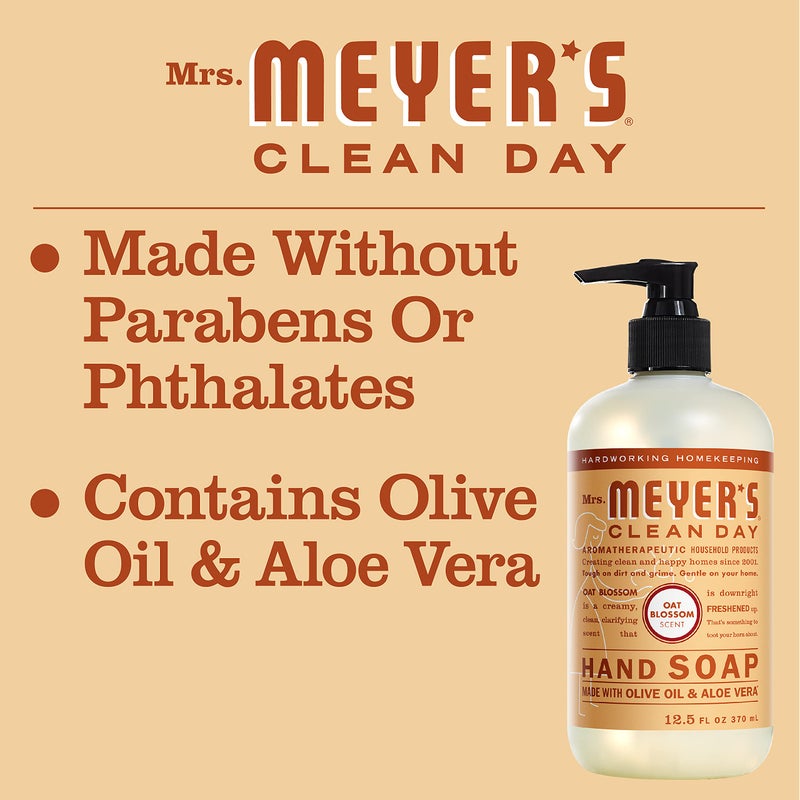 MRS. MEYER'S CLEAN DAY Hand Soap, Made with Essential Oils, Oat Blossom, 12.5 fl. oz - Pack of 3 - Image 3