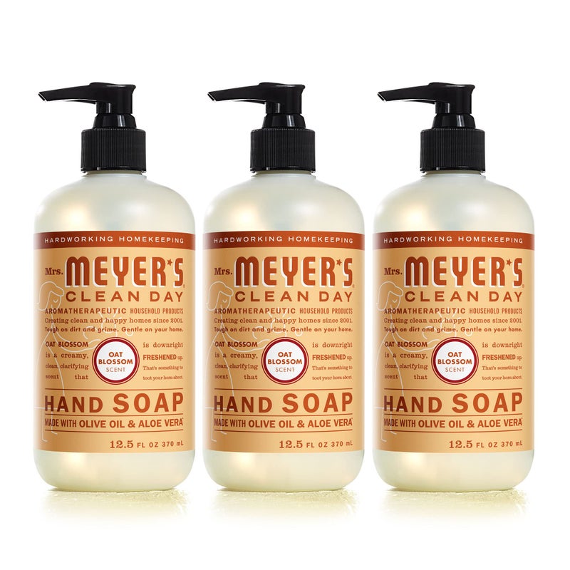 MRS. MEYER'S CLEAN DAY Hand Soap, Made with Essential Oils, Oat Blossom, 12.5 fl. oz - Pack of 3 - Image 1