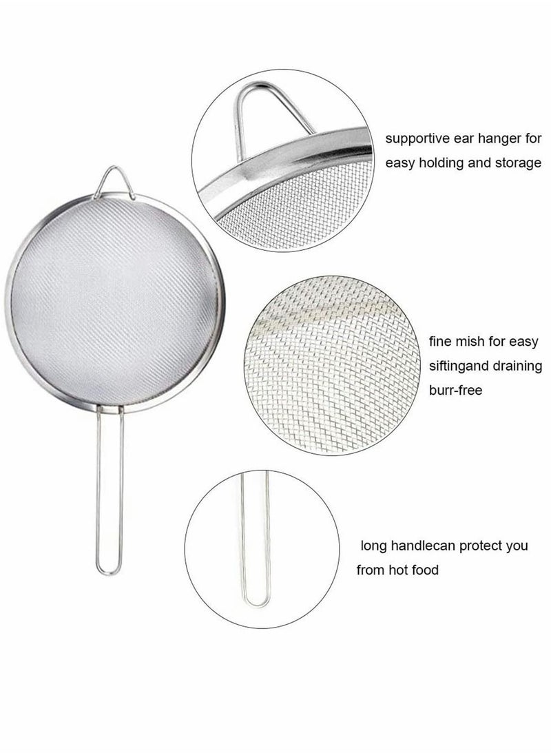Y&D Fine Mesh Strainer, 3 Pack Stainless Steel Colander Wire Sieve Sifters with Long Handle, Kitchen Strainers Juice Egg Filter for Tea Flour Pasta Rice Coffee Food, Diameter 8.5 cm, 11 15.5 cm  - Image 3