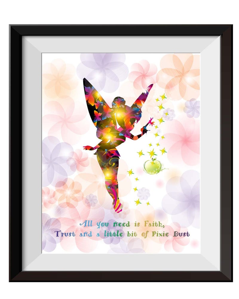 Uhomate Princesss Tinkerbell Peter Pan Never Grow Up Home Canvas Prints Wall Art Inspirational Quotes Wall Decor Living Room Bedroom Bathroom Artwork C015 (11X14) - Image 5