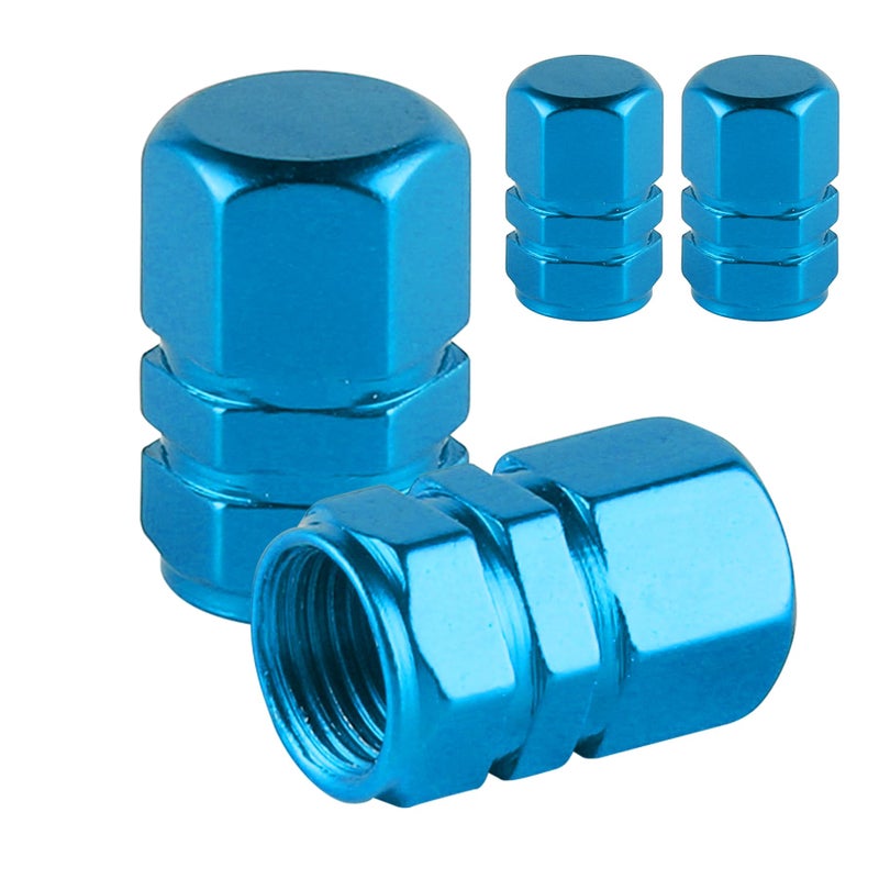 Alpmosn Aluminum Tire Stem Valve Caps Wheel Valve Covers Car Dustproof Tire Cap Cover Accessories Universal for SUV Car Bike and MotorcycleHexagon Shape 4PCS Light Blue - Image 3
