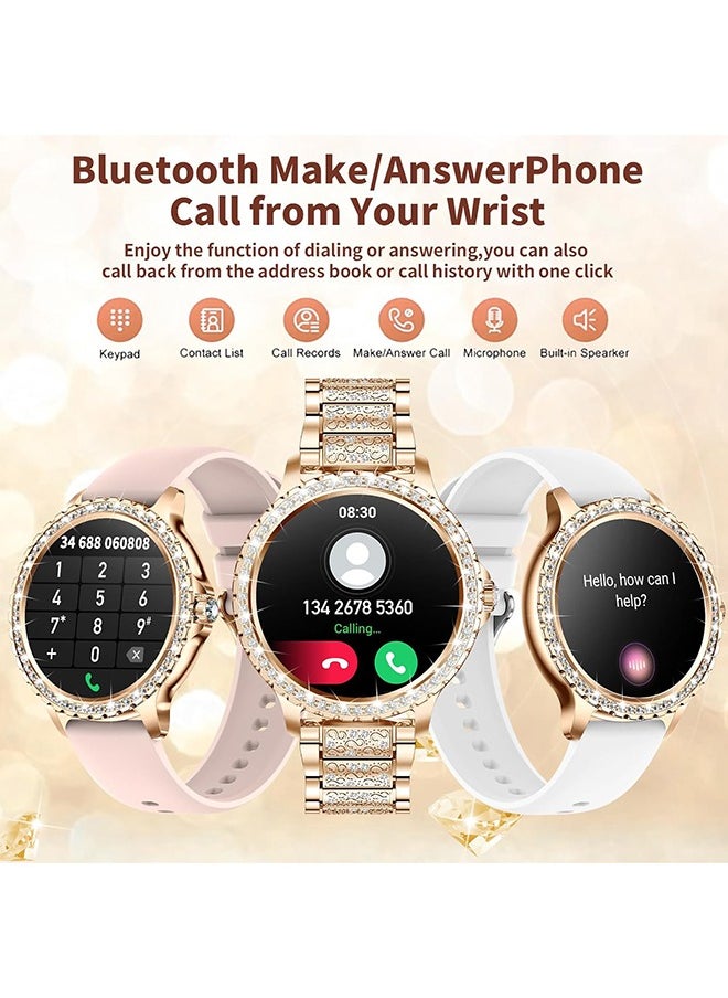 Smart Watches for Women (Answer/Make Call),Fitness Tracker Smartwatch for Android iOS,1.32" HD Touch Screen with Heart Rate Sleep Monitor AI Voice,Gold