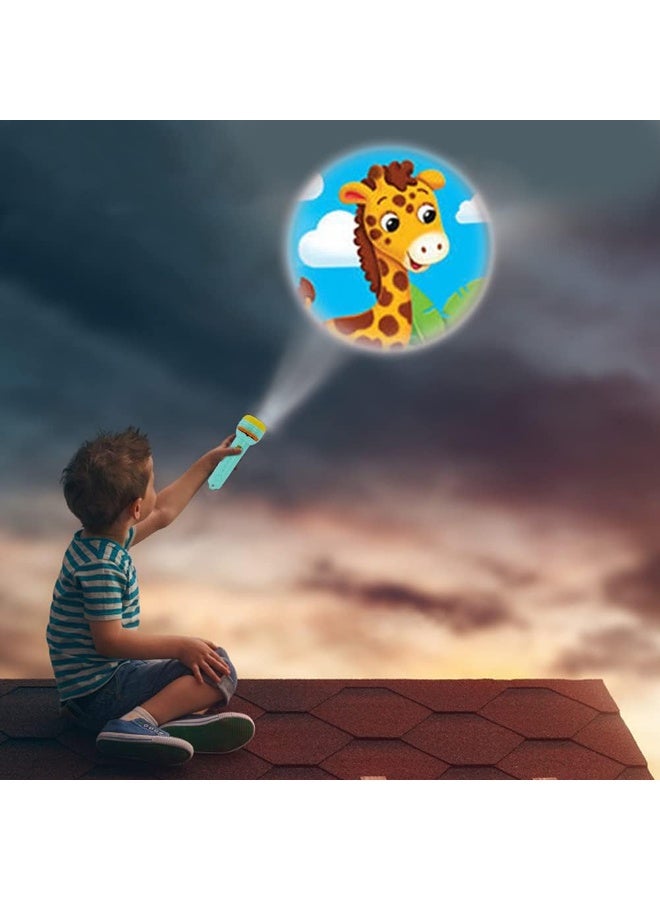 Urban Trendo 2 Pcs Kids Projector Flashlight with 88 Patterns & 11 Slides Projection Flash Light with ABCD Alphabet, 1234 Counting & Many More Themes Kids Flashlight for Night Time Learning Fun (Yellow & Green) - Image 4