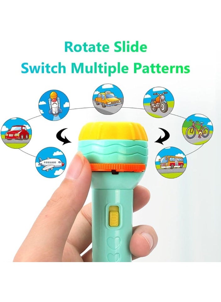 Urban Trendo 2 Pcs Kids Projector Flashlight with 88 Patterns & 11 Slides Projection Flash Light with ABCD Alphabet, 1234 Counting & Many More Themes Kids Flashlight for Night Time Learning Fun (Yellow & Green) - Image 2