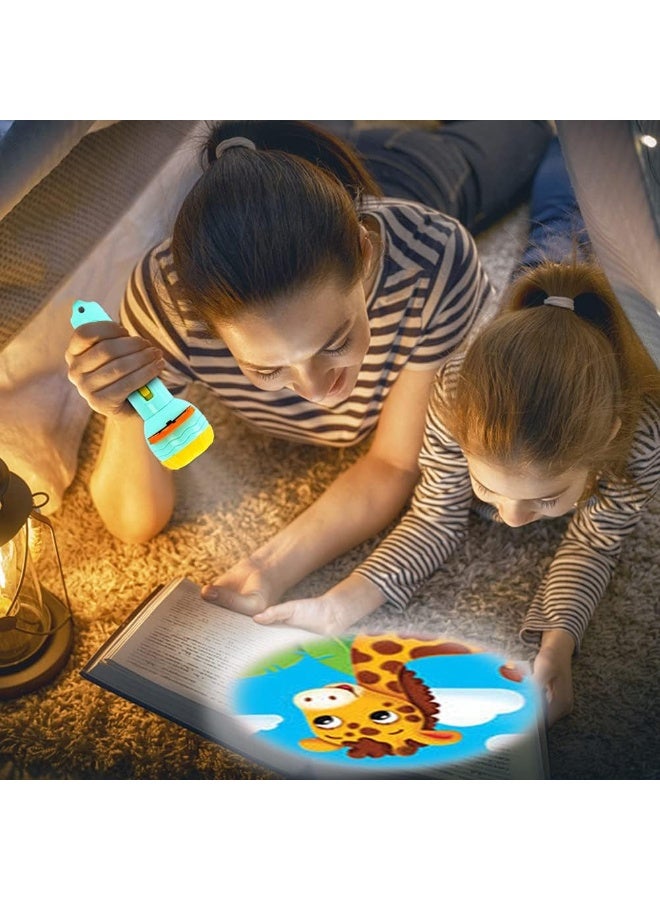 Urban Trendo 2 Pcs Kids Projector Flashlight with 88 Patterns & 11 Slides Projection Flash Light with ABCD Alphabet, 1234 Counting & Many More Themes Kids Flashlight for Night Time Learning Fun (Yellow & Green) - Image 3