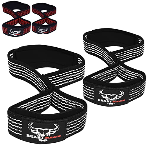 BEAST RAGE Heavy Duty Lifting Wrist Straps for Weightlifting, Figure 8 Loop Powerlifting Deadlift Strap wraps Weights Padded Support Professional Fitness Gym Bodybuilding (White) - Image 1