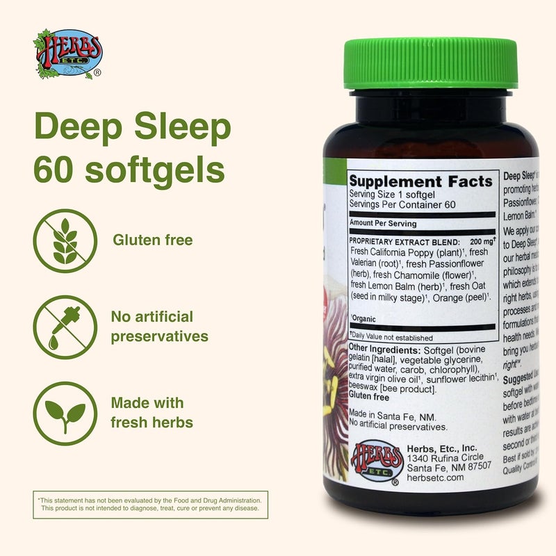 HERBS ETC. Deep Sleep Herbal Supplement - 60 Softgels for Restful Sleep - Image 3