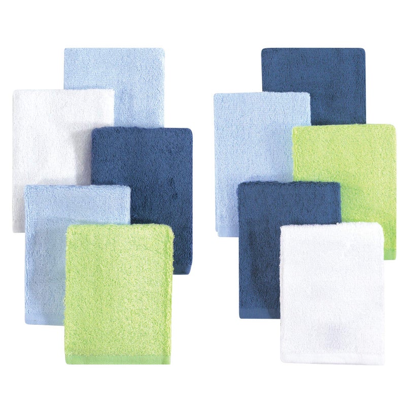 Little Treasure Unisex Baby Rayon from Bamboo Luxurious Washcloths, Denim Lime 10-Pack, One Size - Image 1