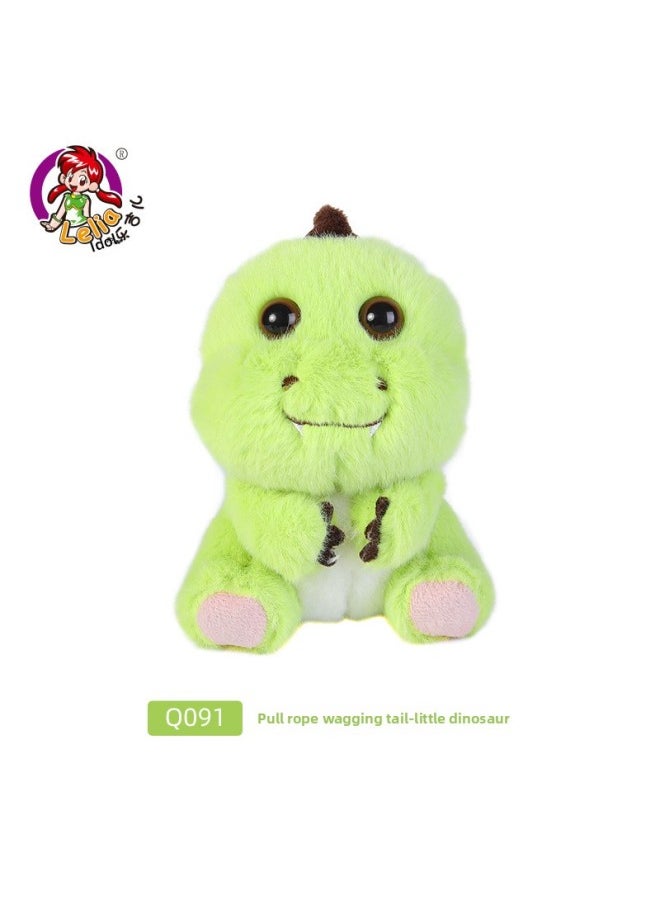Le Jier Children's Animal Toy Dog Simulation Plush Unicorn Cow Sheep Pull Rope Wagging Tail Pet Toy-Color:Little Dinosaur  - Image 1