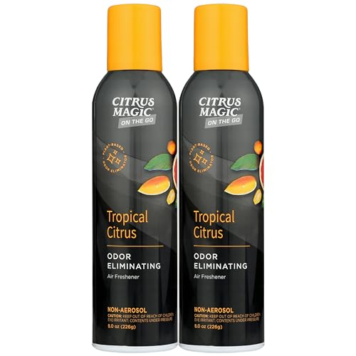 Citrus Magic On The Go Odor Eliminating Air Freshener Spray for Auto Tropical Citrus 8Ounce Pack of 2 - Image 1