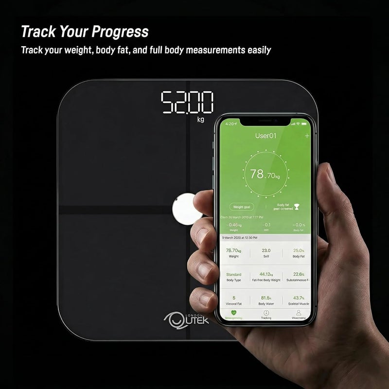 QUTEK STEPS by Qutek, Body Composition Smart Scale, Automatic App Sync, Unlimited Users, Full Body Composition Analyzer, 14 Health Index, Most Accurate Body Fat Scale, Bluetooth Bathroom Weight Scale - Image 3