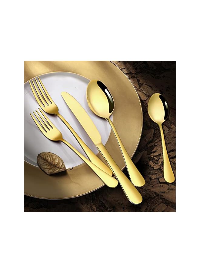 IAF Silverware Set for 8, OGORI 45-Piece Stainless Steel Flatware Set with Serving Set, Mirror Polished Cutlery Set with Serving Utensils Spoon for Kitchen Party Supply - Image 3