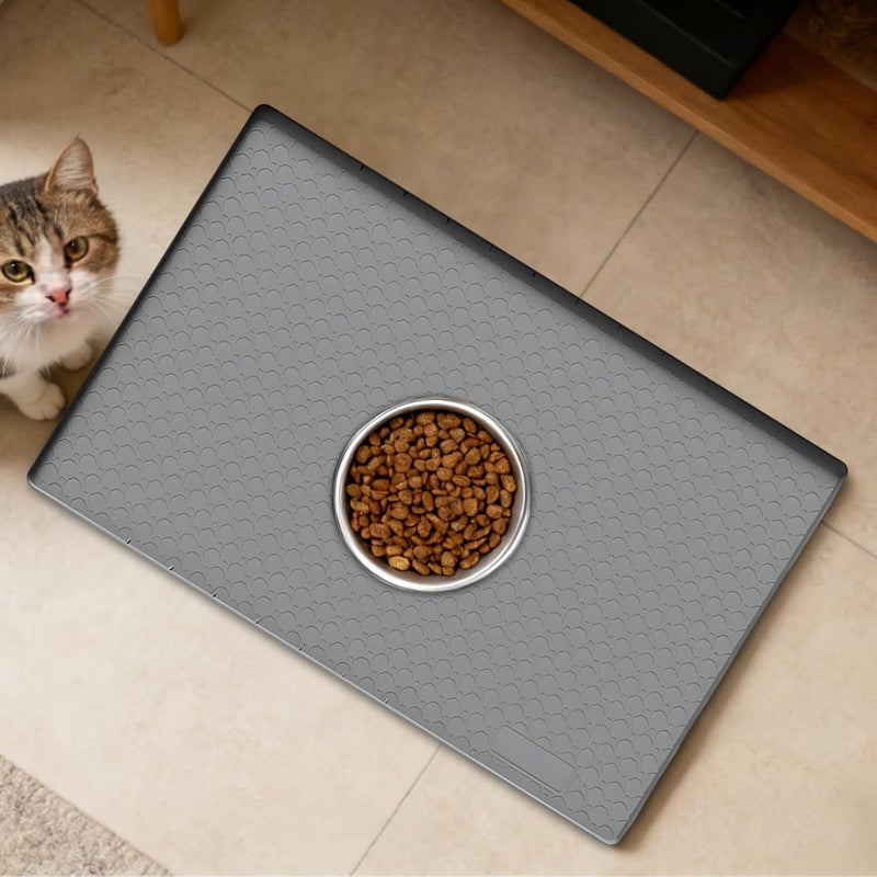 34 X 22 in Silicone Pet Feeding Mat, Non-Slip and Easy Clean, Cat Food Mat with Raised Edges - Image 3