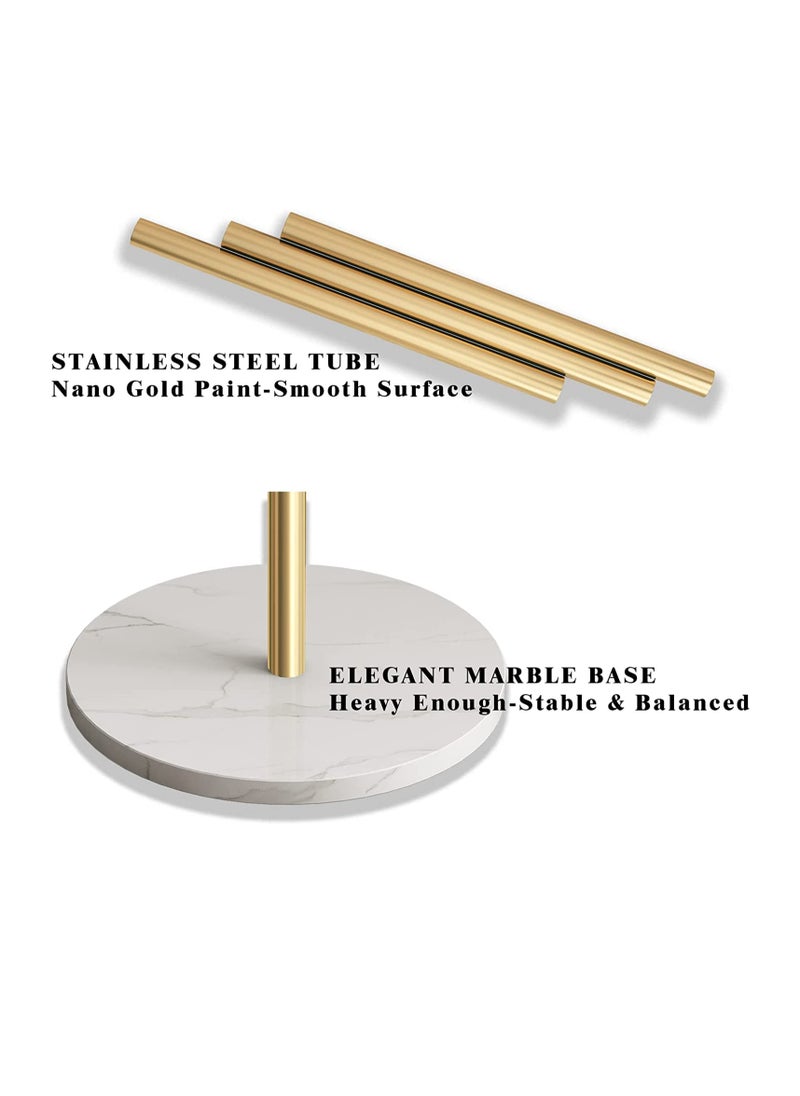 Generic Freestanding Coat Rack Gold Hat Hanger Hall Tree Metal Hanger For Scarves Backpacks Purses Simple Coat Rack Stylish Coat Tree With Stable Round Marble Base 8 Coat Hooks  - Image 3