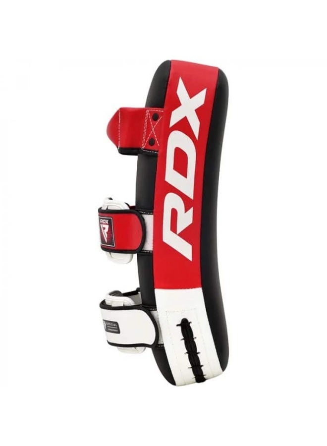 RDX T1 Curved Thai Kick Pads PU Leather Red/White/Black - Image 1