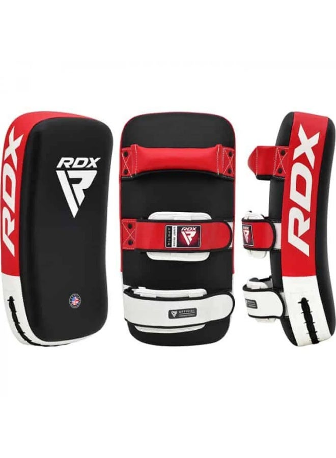RDX T1 Curved Thai Kick Pads PU Leather Red/White/Black - Image 4