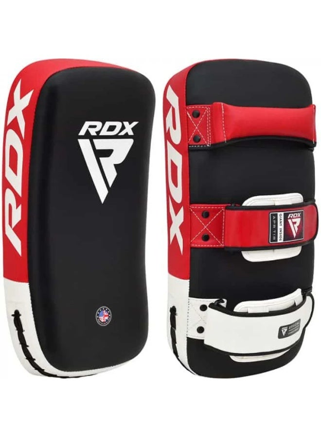 RDX T1 Curved Thai Kick Pads PU Leather Red/White/Black - Image 2