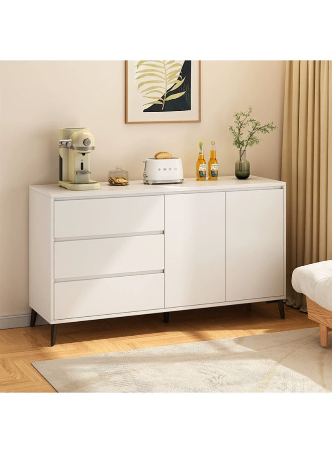 GoldenLike  خزانة تخزين عصرية، خزانة جانبية بيضاء بثلاثة أدراج لغرفة المعيشة، غرفة الطعام، غرفة النوم، 140 سم - Image 1