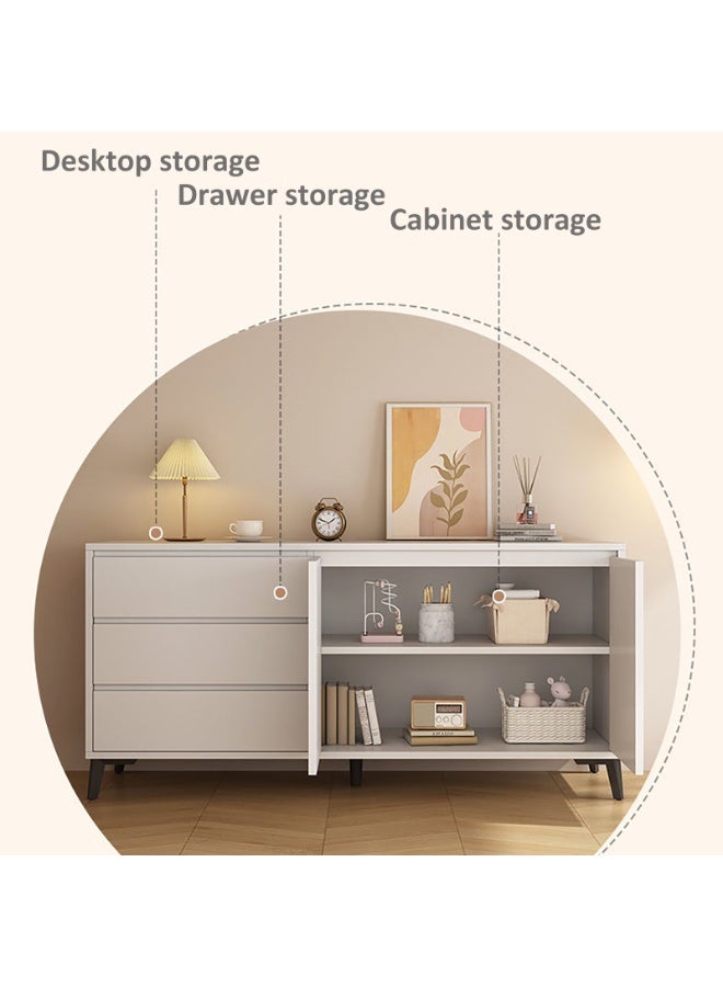 GoldenLike  خزانة تخزين عصرية، خزانة جانبية بيضاء بثلاثة أدراج لغرفة المعيشة، غرفة الطعام، غرفة النوم، 140 سم - Image 2