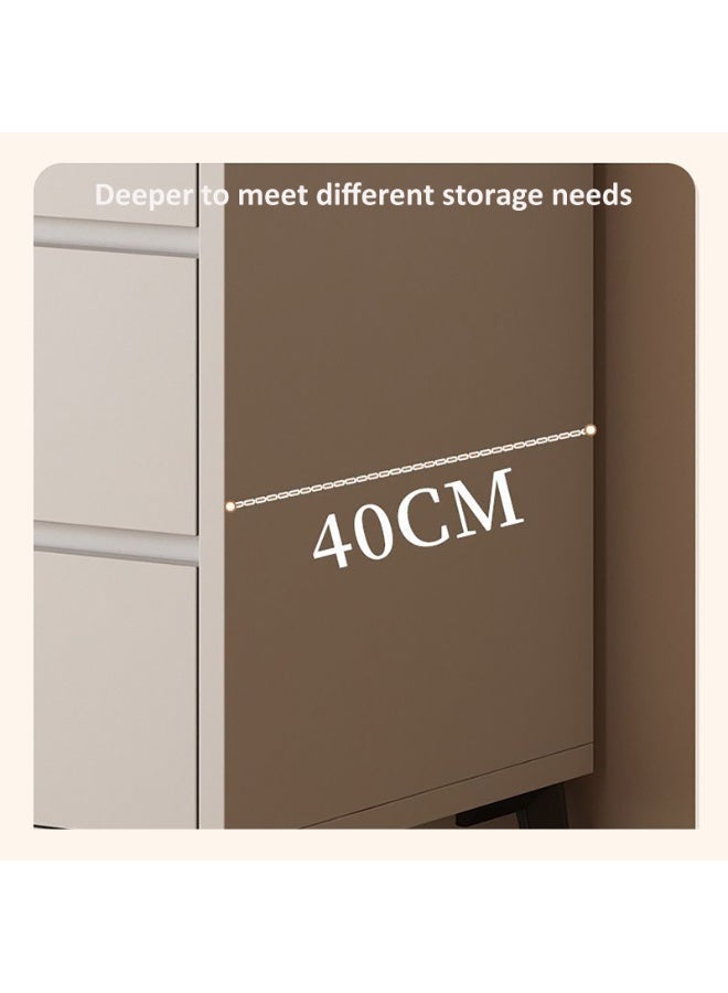 GoldenLike  خزانة تخزين عصرية، خزانة جانبية بيضاء بثلاثة أدراج لغرفة المعيشة، غرفة الطعام، غرفة النوم، 140 سم - Image 4