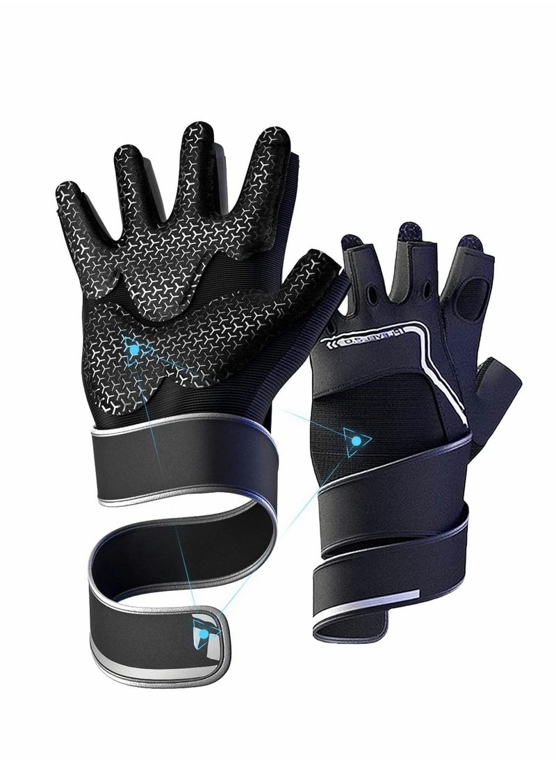 Y&D Gym Gloves for Men Women Fingerless Weight Lifting Glove with Wrist Support Workout Cycling Mitten Weightlifting, Training, Fitness, Hanging, Pull ups  - Image 1