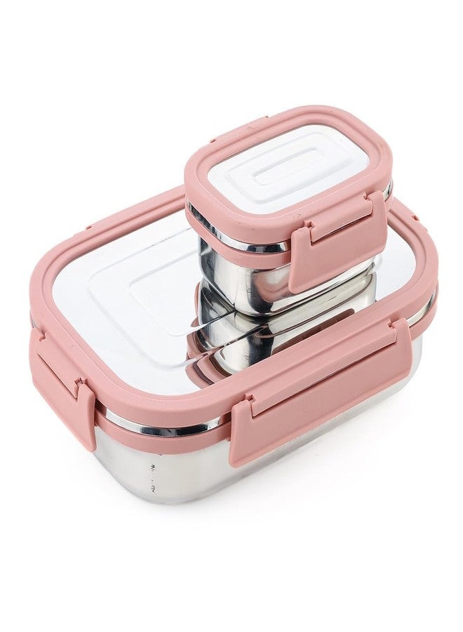 NIOFY Stainless Steel Lunch Box |100% Leak Proof |Lunch Box for School Use| Tiffin Box for School and Work| Lunch Box with Clip Lock Lid |Insulated Lunch Box, (Multicolor) (900+200 ML) - Image 1