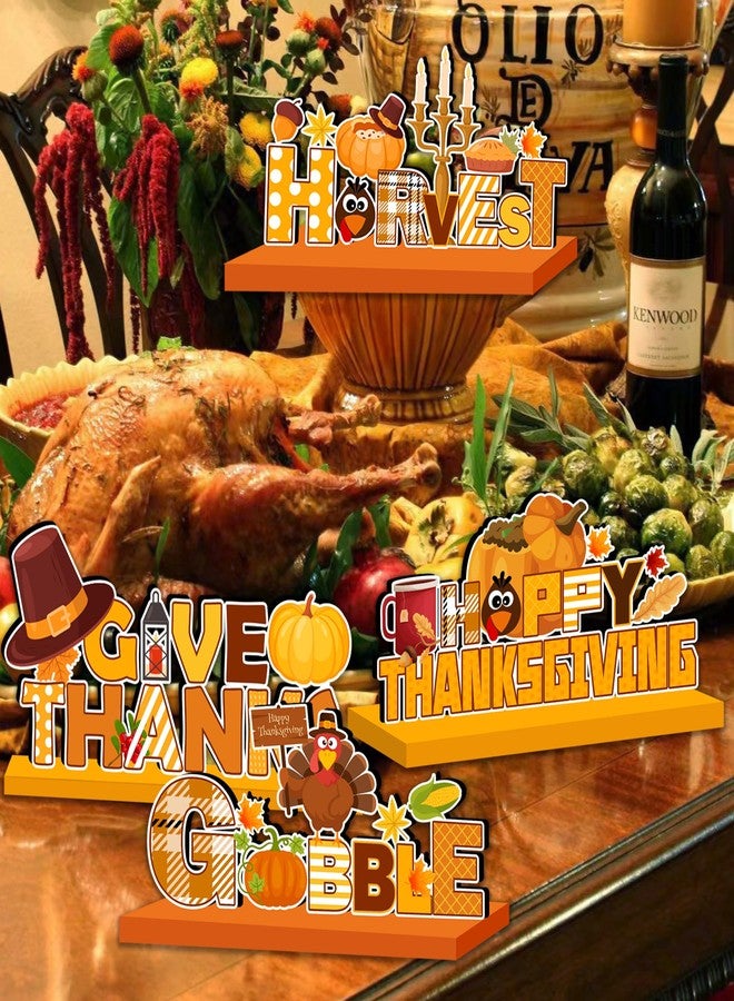 زينة عيد الشكر، قطع خشبية مركزية للطاولة، زينة عيد شكر سعيد، لافتة خشبية على شكل يقطينة خريفية، لافتة خشبية لعيد الشكر مزينة بنقشة ديك رومي - Image 2