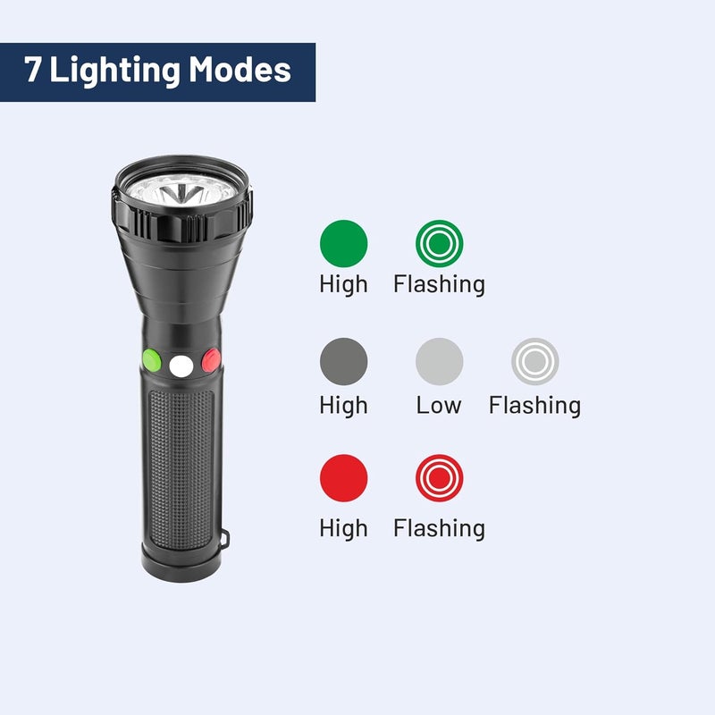 TechPride TechPride TriColor Signal LED Torch with TypeC Charging Port for Railway Signaling Search Operations and Patrolling Durable and Versatile Flashlight - Image 4