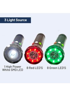 TechPride TechPride TriColor Signal LED Torch with TypeC Charging Port for Railway Signaling Search Operations and Patrolling Durable and Versatile Flashlight  - Image 3