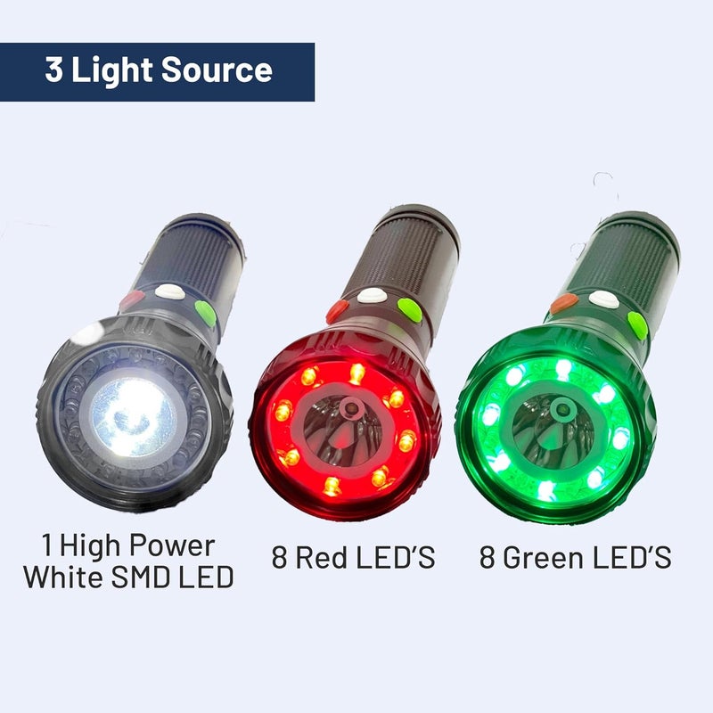 TechPride TechPride TriColor Signal LED Torch with TypeC Charging Port for Railway Signaling Search Operations and Patrolling Durable and Versatile Flashlight - Image 3