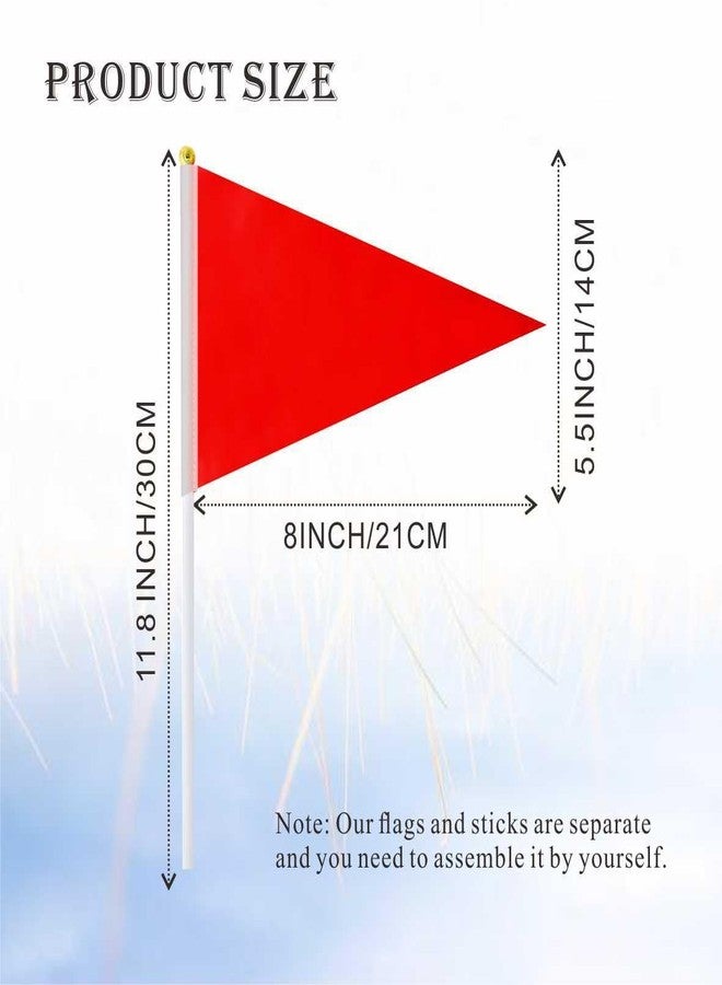 Ckexin 25Pack Solid Pink Pennant Stick Flag Small Mini Triangle Blank DIY Graffiti Hand Held Flags Decorations 5x8 Inch - Image 2