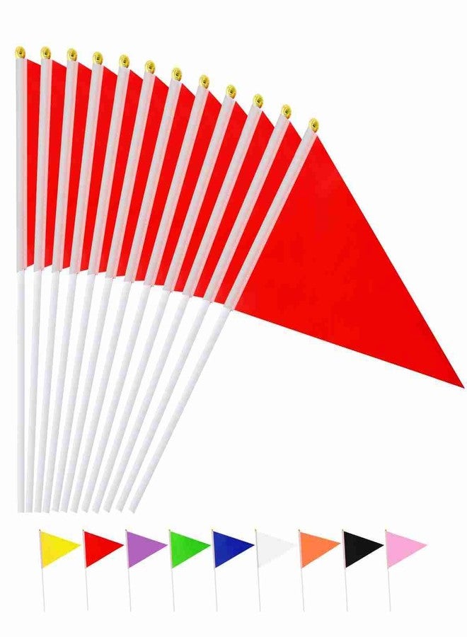Ckexin 25Pack Solid Pink Pennant Stick Flag Small Mini Triangle Blank DIY Graffiti Hand Held Flags Decorations 5x8 Inch - Image 1