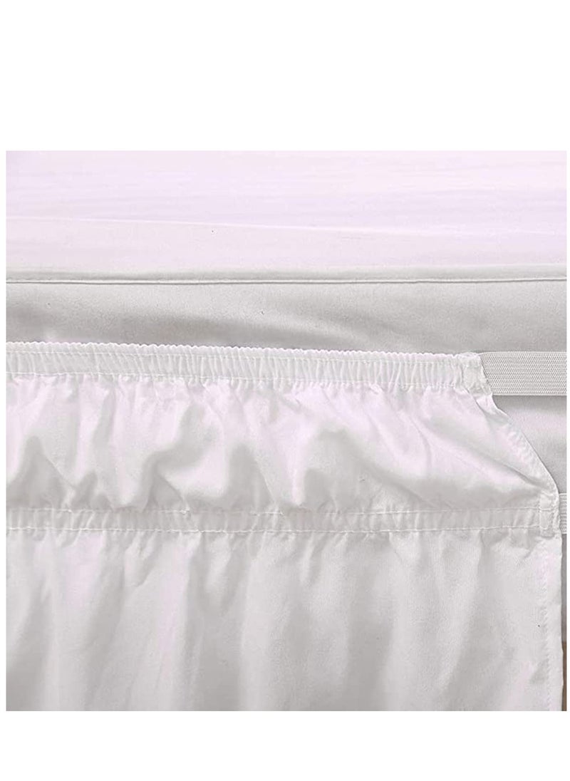 KASTWAVE Queen Bed Skirt Elegant Comfort Top-knot Tassle Pompom Fringe Ruffle Skirt Around Style Elastic Bed Wrap- Wrinkle Resistant 16inch Drop - White  - Image 4