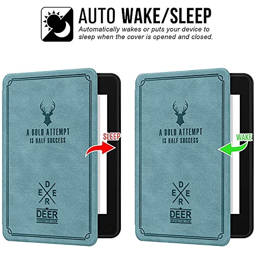 MOCA Kindle Paperwhite 11th Generation Cover 6.8 Inch 2021 Release Smart Flip Case Auto Sleep Wake Slim Lightweight Protective eReader Magnetic Front Cover Case (Aqua) - Image 4