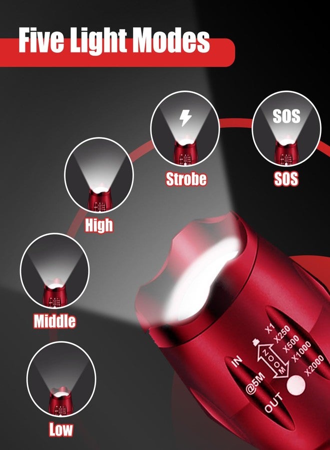 Victoper LED Flashlight 2 Pack Red, Bright High Lumens Tactical Flashlights High Lumens with 5 Modes, Waterproof Zoomable Flash Light for Outdoor, Gifts for Father's Day Camping Essentials Gear - Image 4