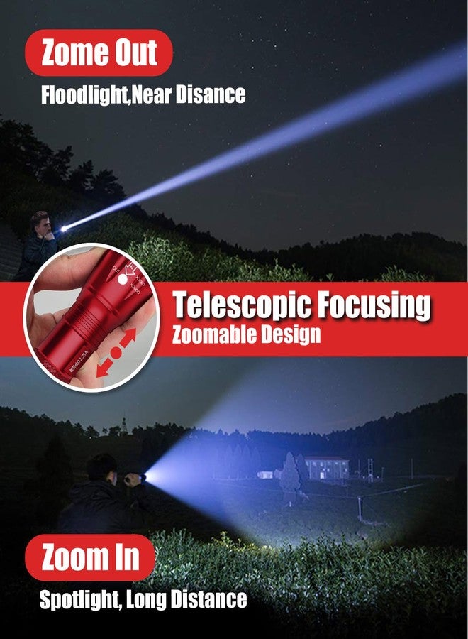 Victoper LED Flashlight 2 Pack Red, Bright High Lumens Tactical Flashlights High Lumens with 5 Modes, Waterproof Zoomable Flash Light for Outdoor, Gifts for Father's Day Camping Essentials Gear - Image 3