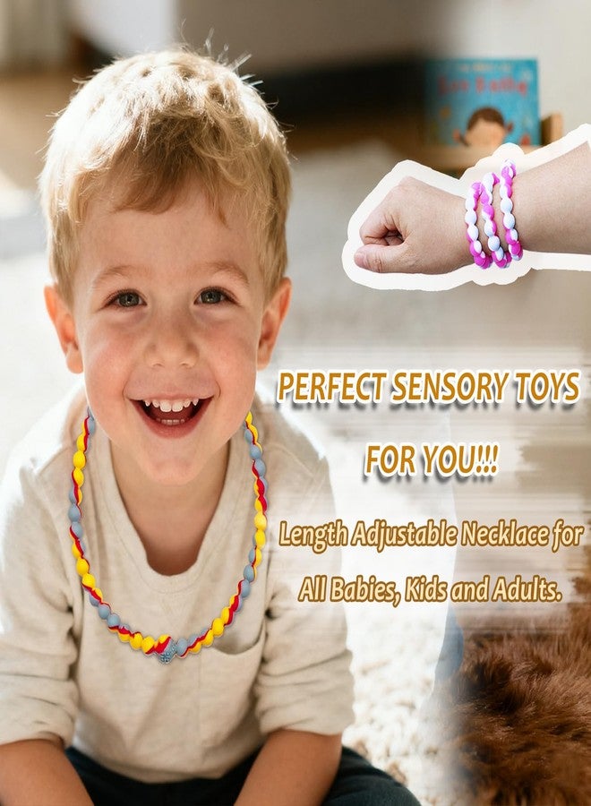 Flyaway Teething Necklace for Baby Toddler, Chew Necklaces for Sensory Kids Boys Girls - 2 PCS Silicone Chewy Necklace Sensory Chew Toys for Children Adults with Autism, ADHD, Oral Motor Stimulation - Image 5