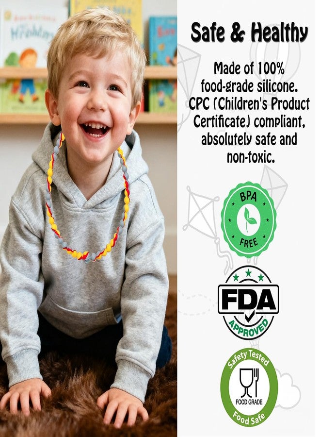 Flyaway Teething Necklace for Baby Toddler, Chew Necklaces for Sensory Kids Boys Girls - 2 PCS Silicone Chewy Necklace Sensory Chew Toys for Children Adults with Autism, ADHD, Oral Motor Stimulation - Image 4
