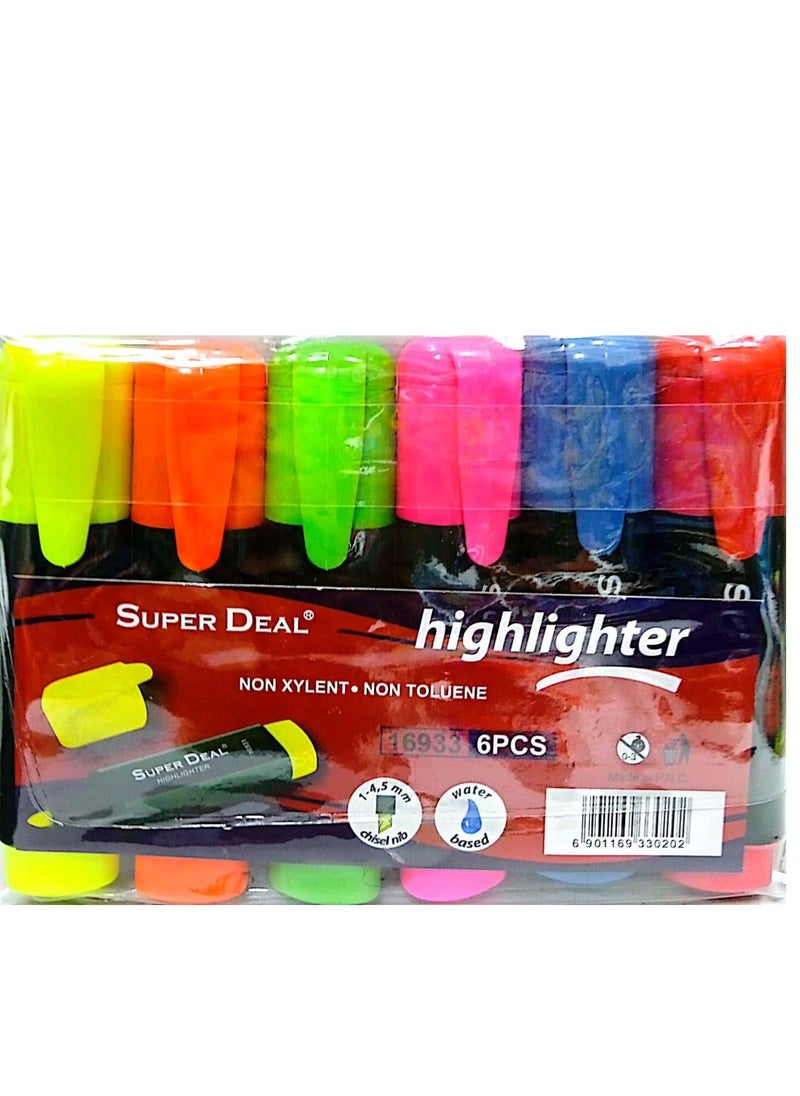 SUPER DEAL 6-Piece Highlighter Multicolour  - Image 1