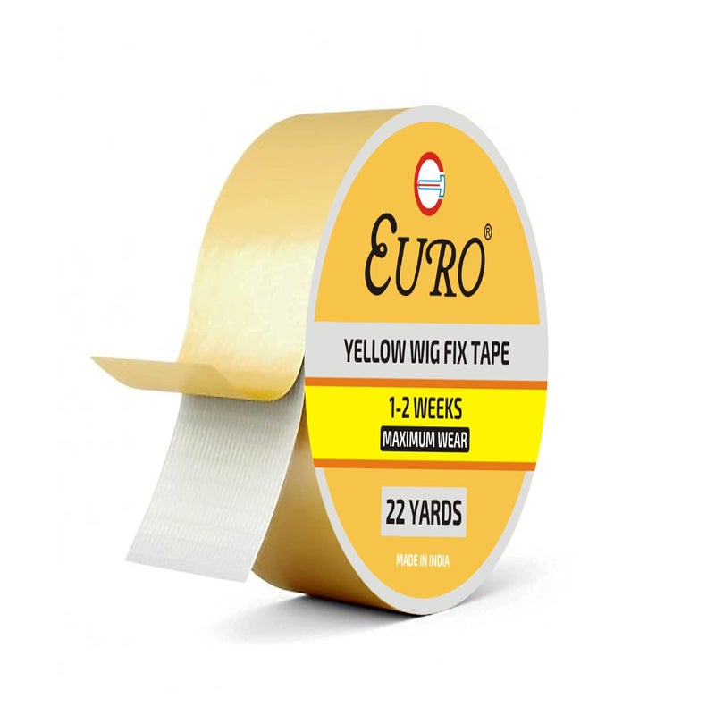 Euro شريط شعر ويغ قطن مزدوج الجوانب EURO®، شريط رقعة الشعر، شريط توبي، شريط قماش قوي، أصفر (1 بوصة × 22 ياردة) - Image 2