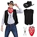 JoeRita Cowboy Costume Men Western Outfit Tasseled Vest Hat Bandana Necklace Halloween Cosplay Party Accessories Set Khaki L - Image 3