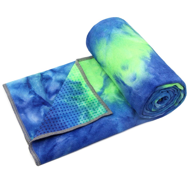 Eunzel Yoga Towel,Hot Yoga Mat Towel with Grip Dots Sweat Absorbent Non-Slip for Hot Yoga, Pilates and Workout 24" x72", Green & Blue - Image 1