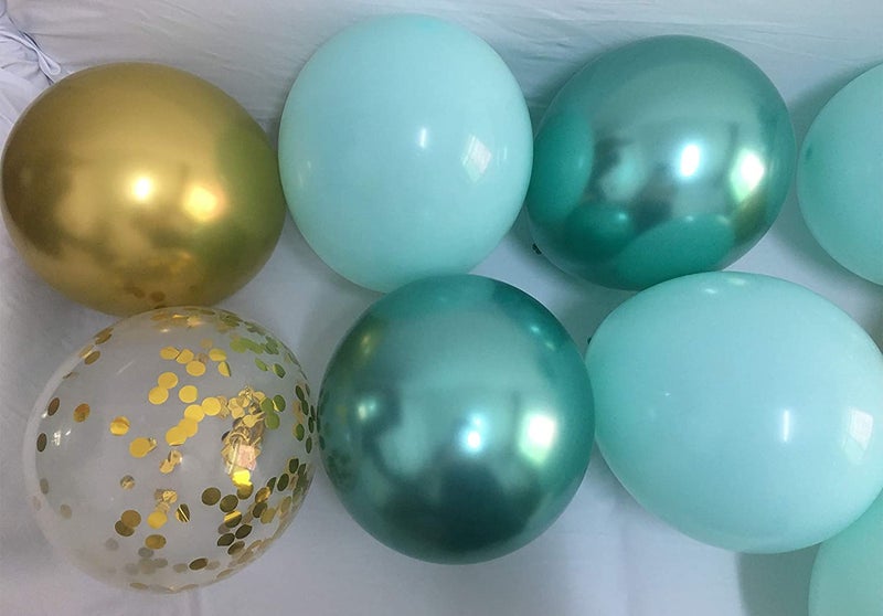 LAZYBEEE 50pcs Pastel Balloons Mint Gold- Metallic Green Chrome Gold confetti Balloons for Birthday Baby Baptism Bridal Shower Wedding Graduation Party Decorations - Image 2