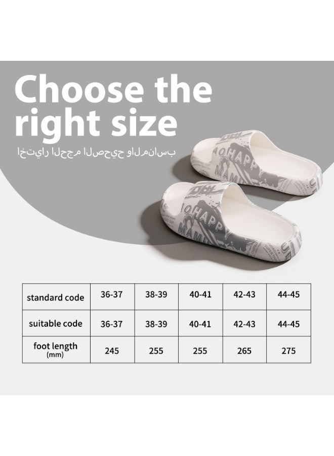 GUOLUOFEI Couple Slippers Chinese Style Characters Print, Non‑Slip Sole, Round Toe Anti-Collision, Black & White - Image 5