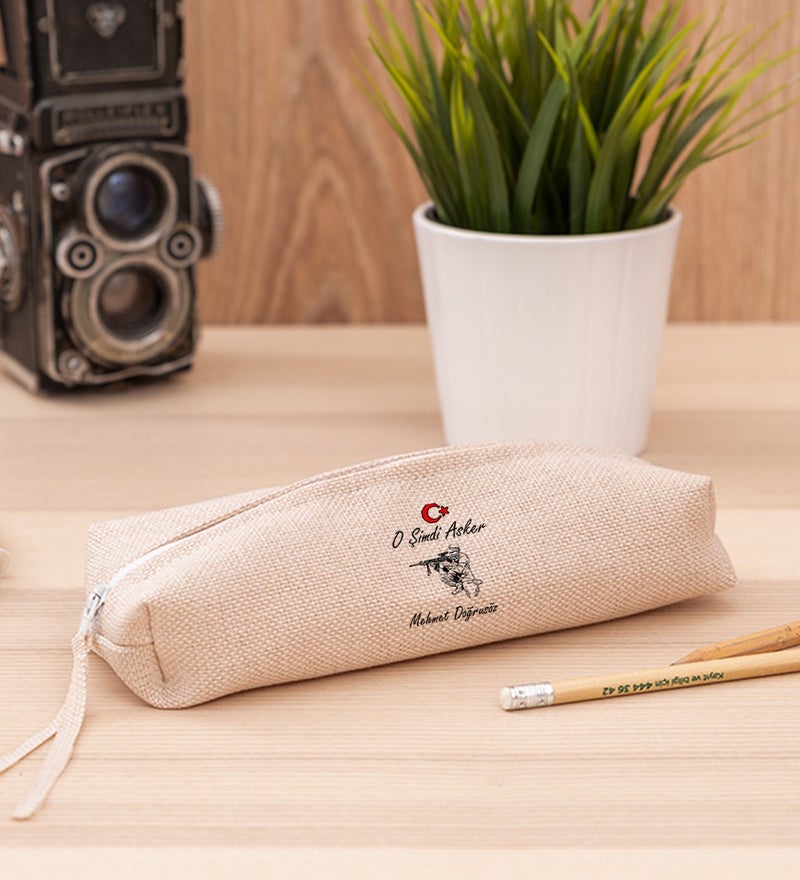 Hediye Dükkanı Gift Shop Personalized Soldier Gift Linen Cloth Pencil Case
