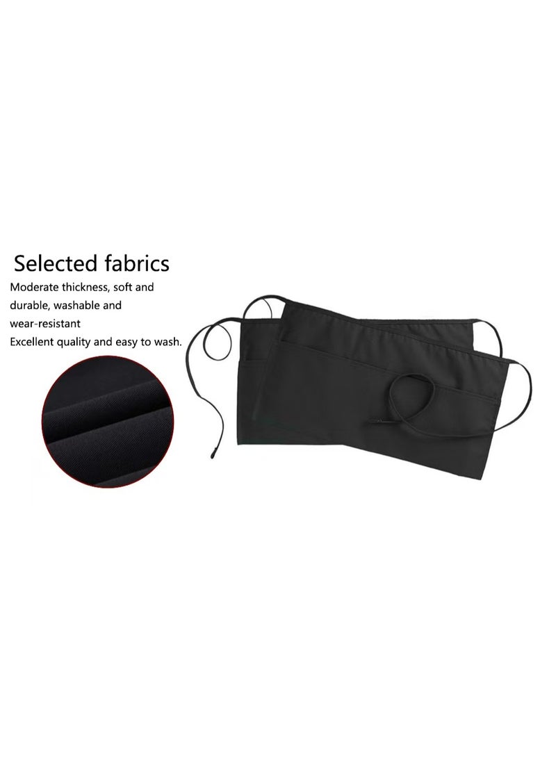 Waist Skirt with 3 Pockets - Black Waitress Waitress Short Apron  - Image 5