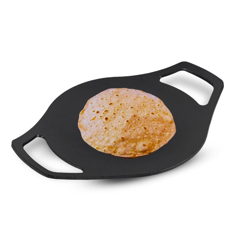 Pencil PreSeasoned Cast Iron Concave Tawa 235 cm RotiChapati Tawa Compatible with Gas Stoves Induction Naturally Nonstick 100 Pure ToxinFree No Chemical Coating Durable Black - Image 1