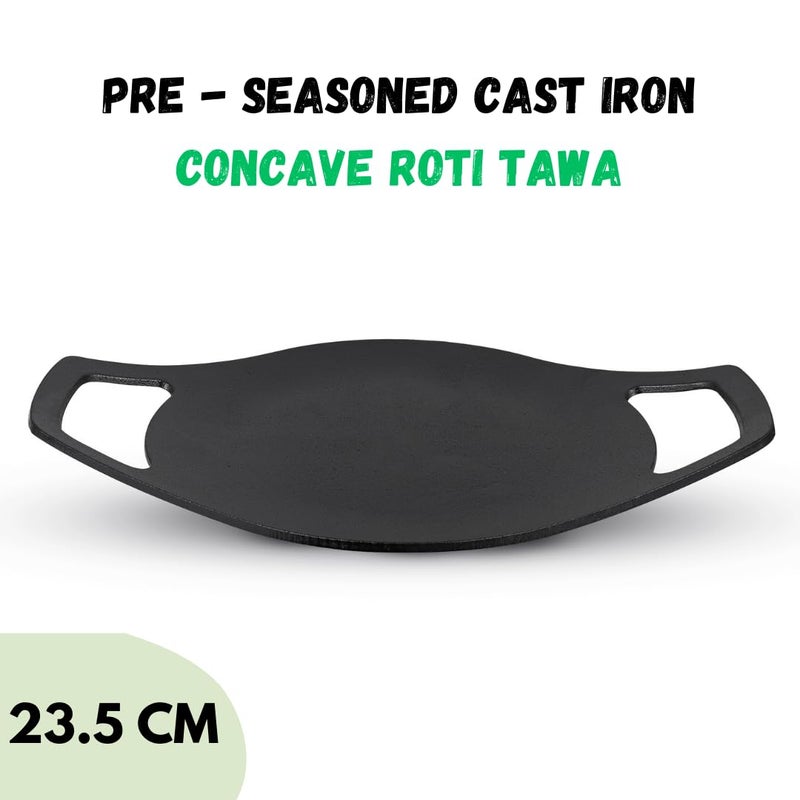 Pencil PreSeasoned Cast Iron Concave Tawa 235 cm RotiChapati Tawa Compatible with Gas Stoves Induction Naturally Nonstick 100 Pure ToxinFree No Chemical Coating Durable Black - Image 2