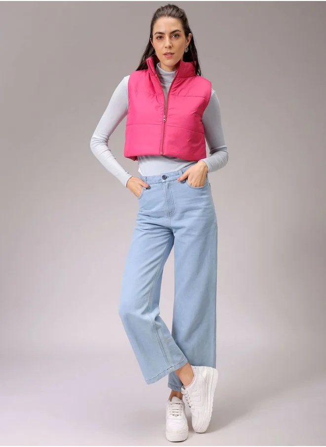 Freehand Women Regular Fit Solid Quilted Jacket