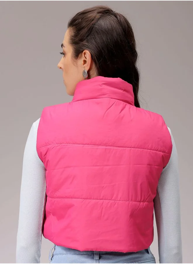 Freehand Women Regular Fit Solid Quilted Jacket